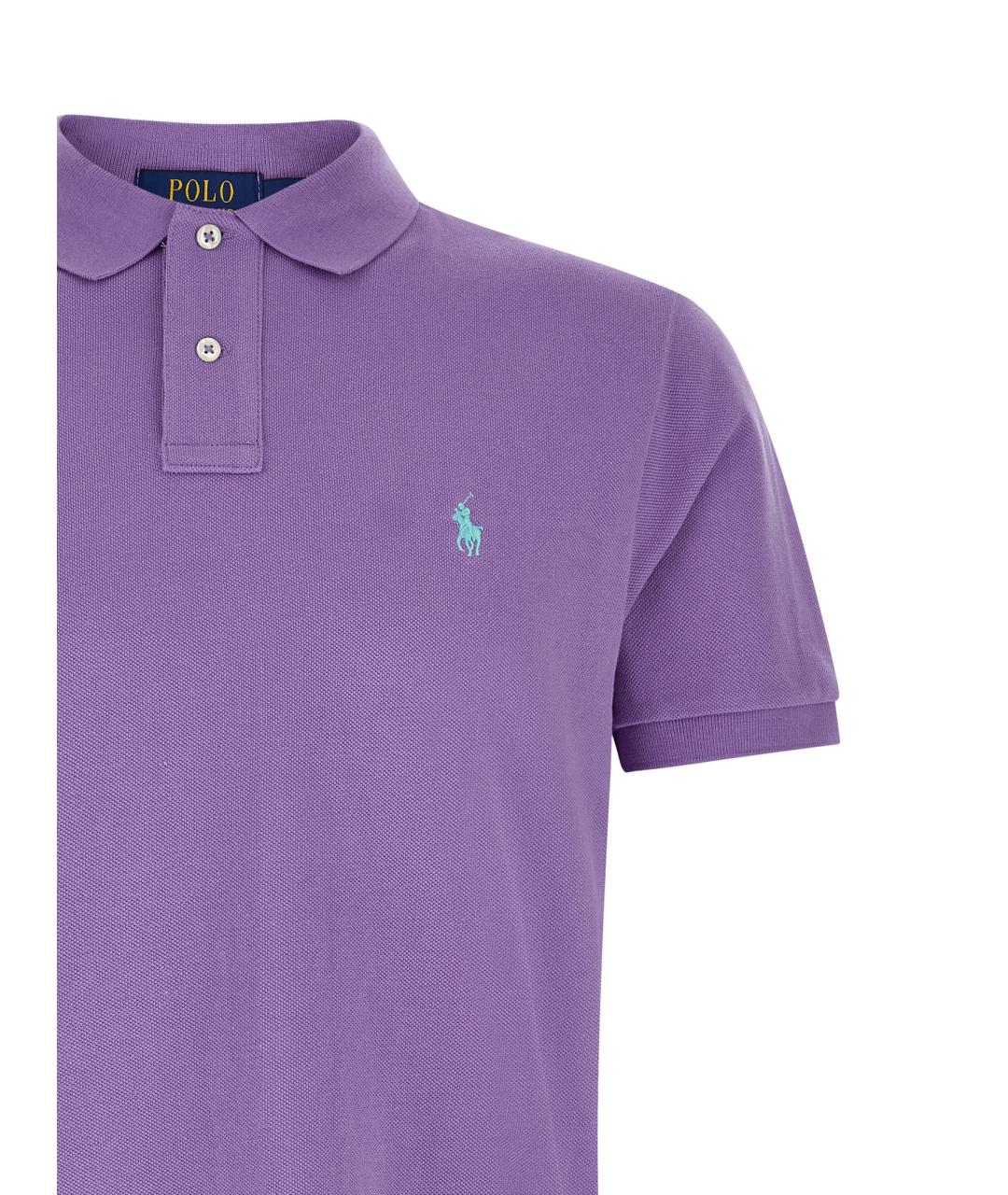 POLO RALPH LAUREN Фиолетовое хлопковое поло с коротким рукавом, фото 3