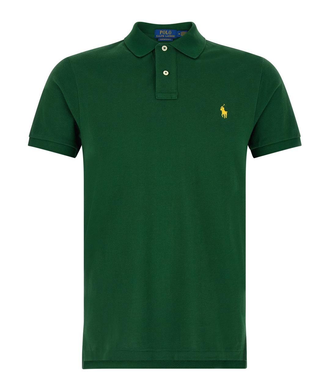 POLO RALPH LAUREN Зеленые хлопковое поло с коротким рукавом, фото 1