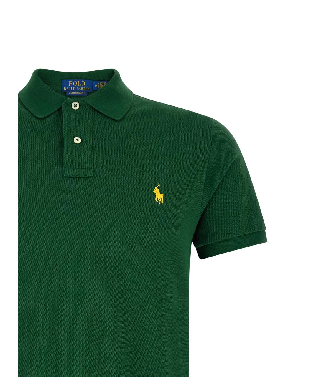 POLO RALPH LAUREN Зеленые хлопковое поло с коротким рукавом, фото 3