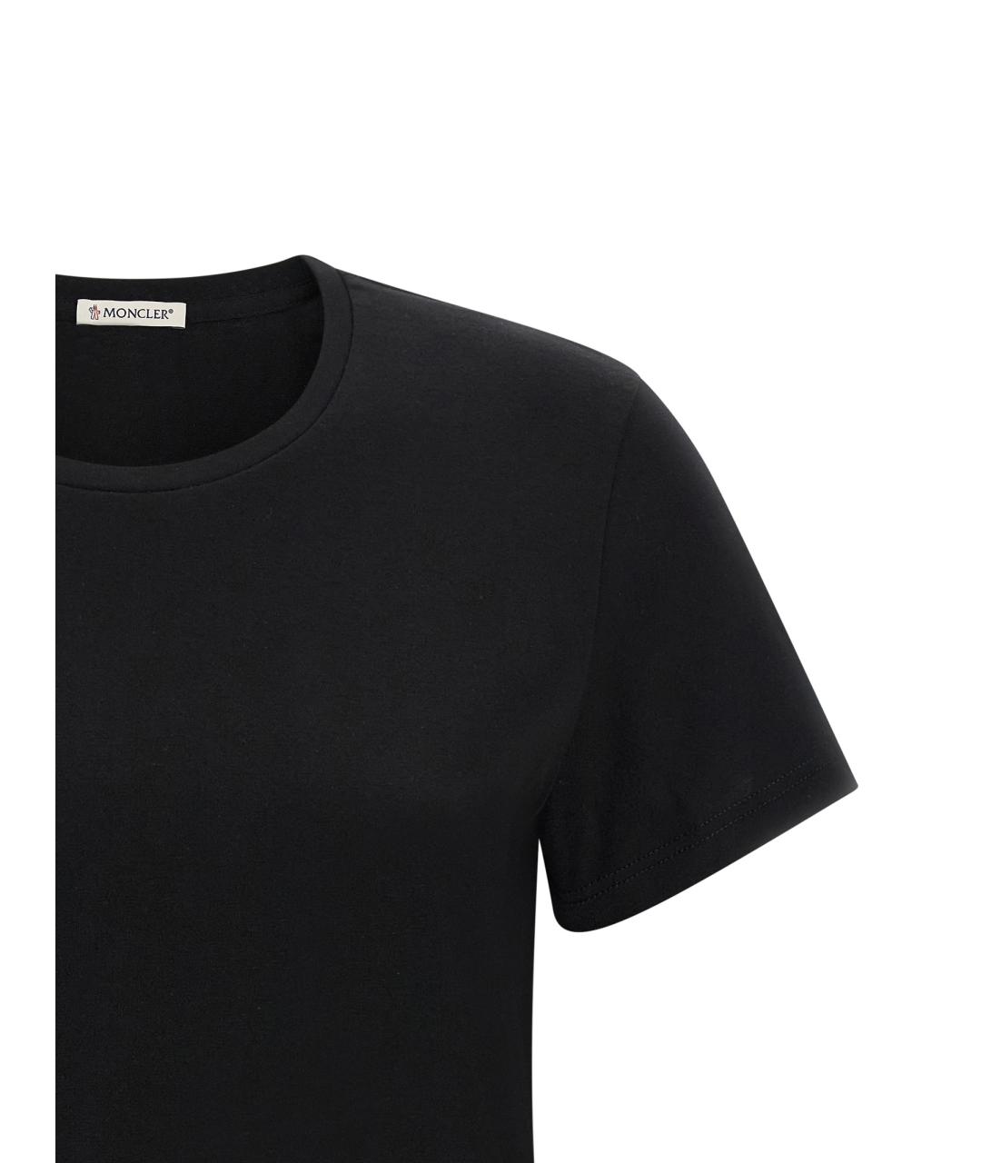 MONCLER Черная хлопковая футболка, фото 3