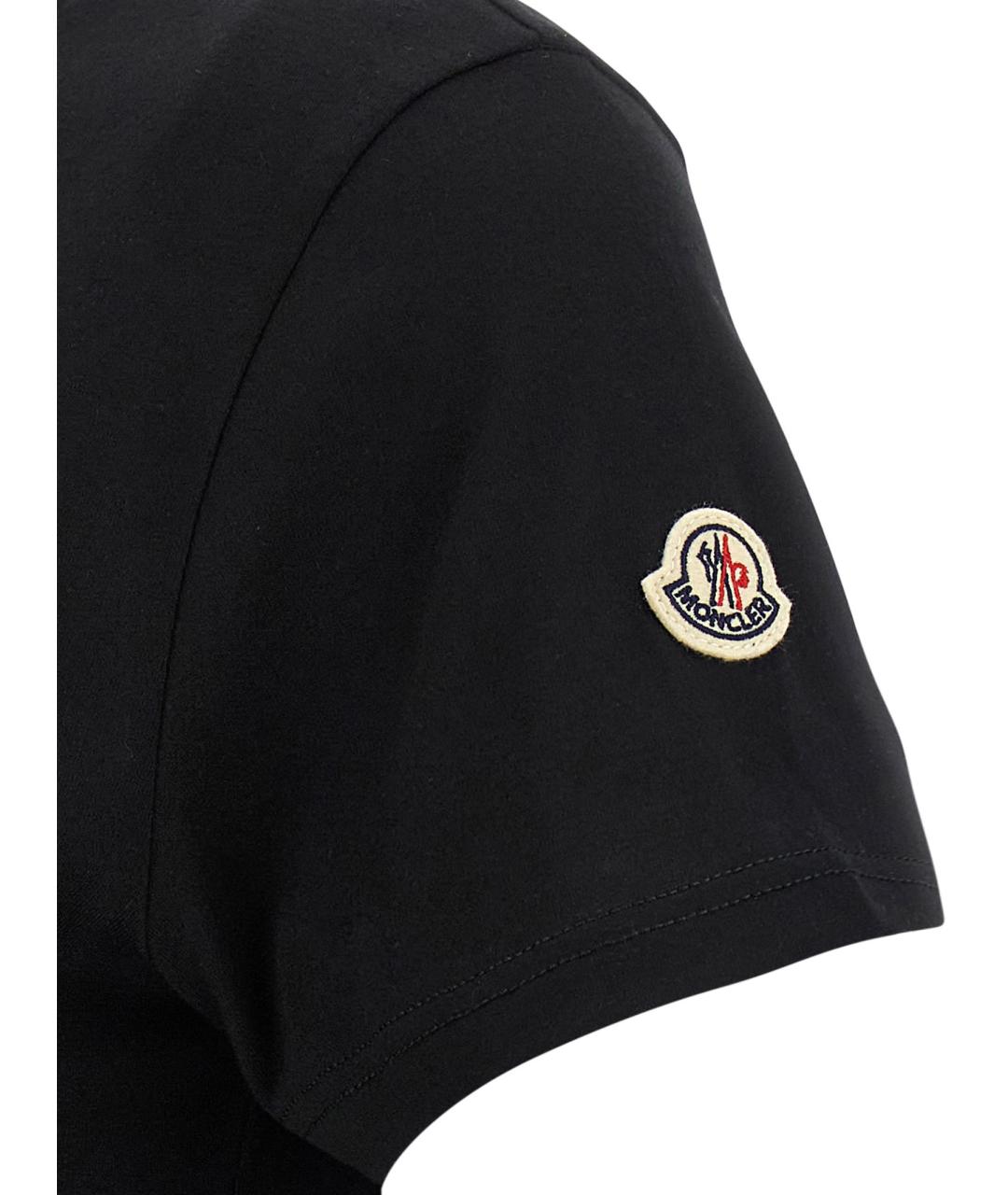 MONCLER Черная хлопковая футболка, фото 4