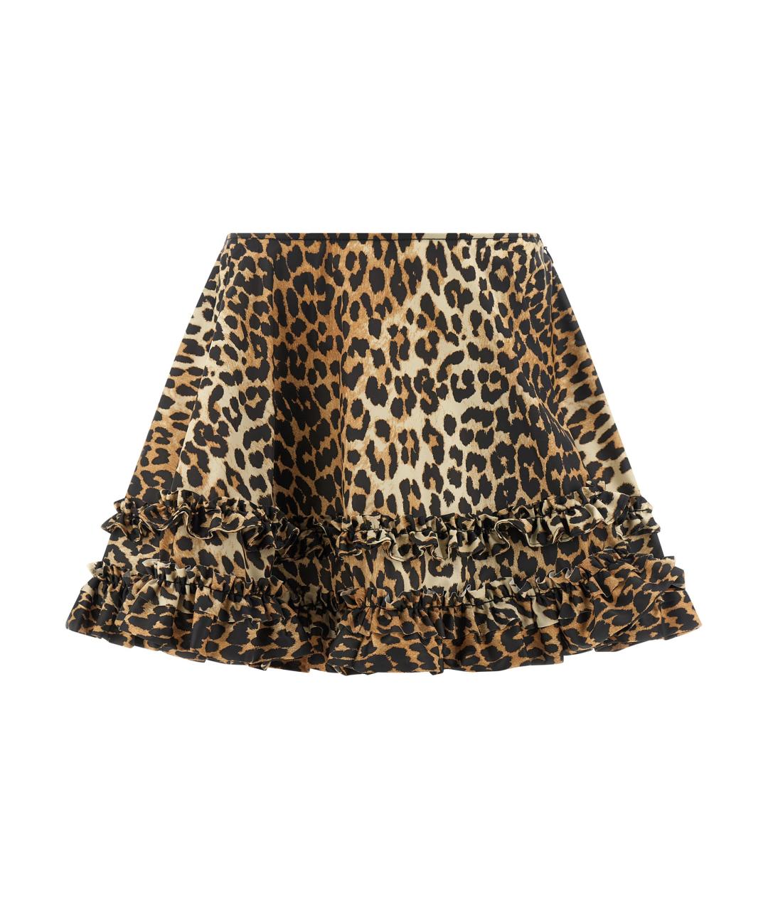 GANNI Коричневая полиамидовая юбка мини, фото 1