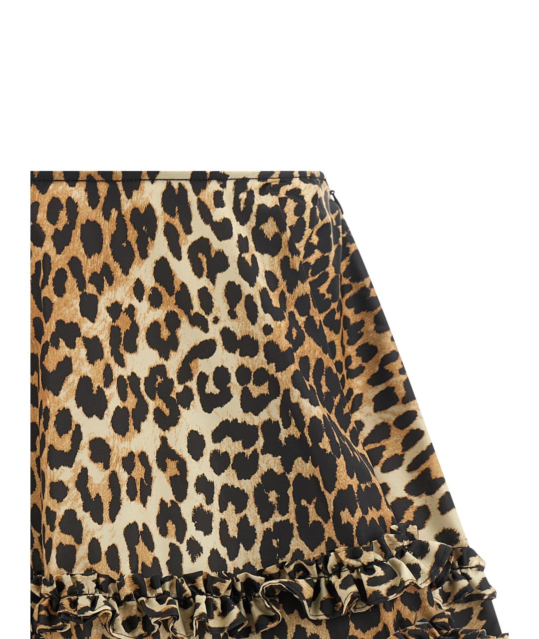 GANNI Коричневая полиамидовая юбка мини, фото 3