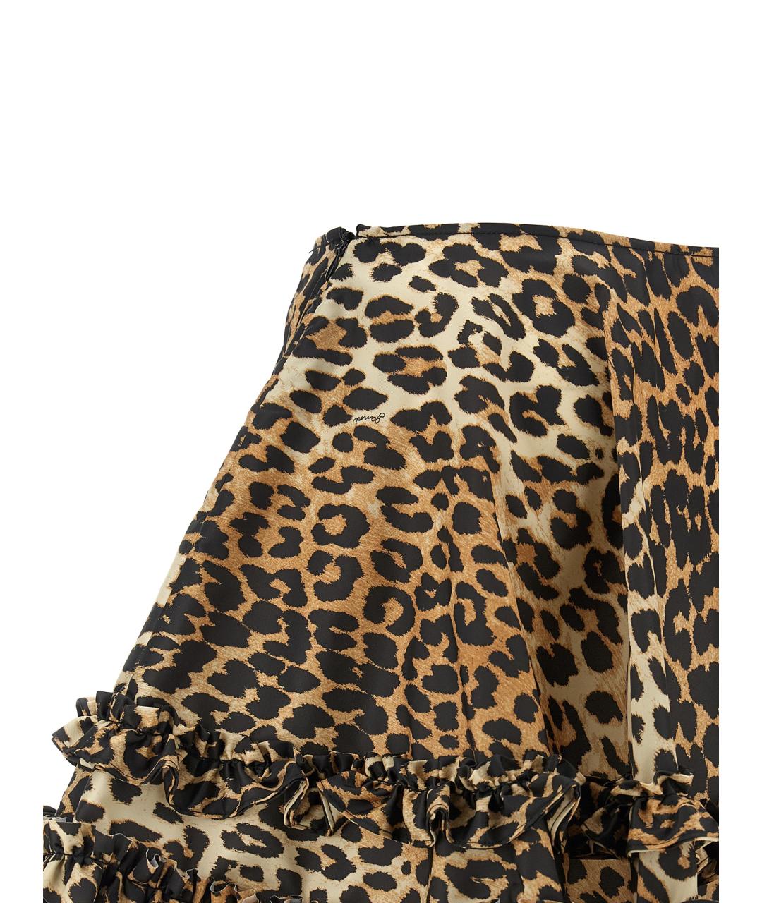 GANNI Коричневая полиамидовая юбка мини, фото 4