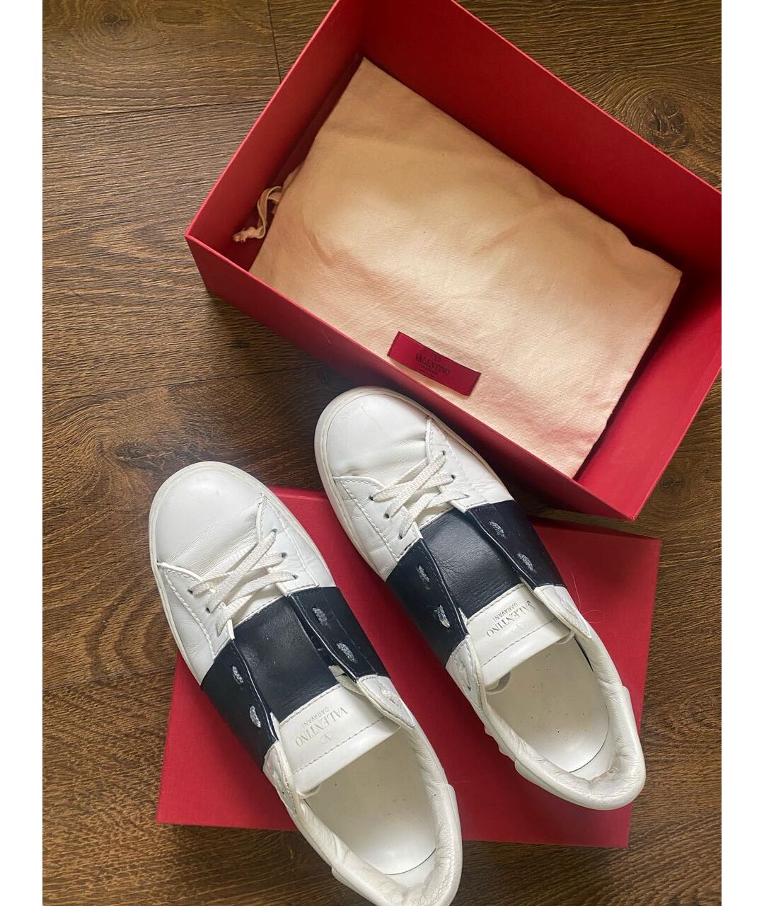 VALENTINO Белые кожаные кроссовки, фото 2