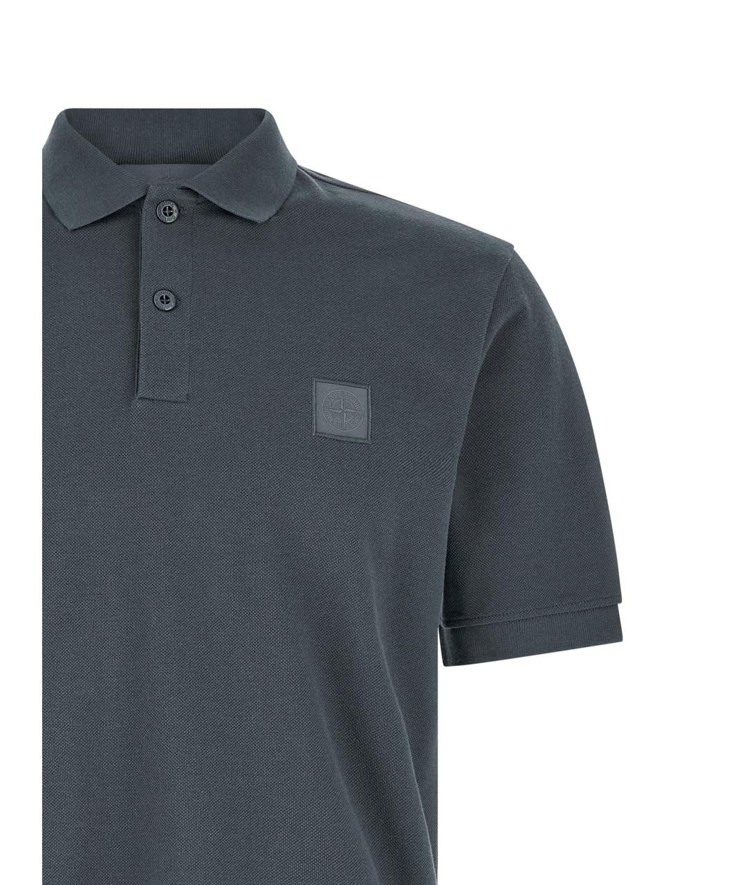 STONE ISLAND Синее хлопковое поло с коротким рукавом, фото 3