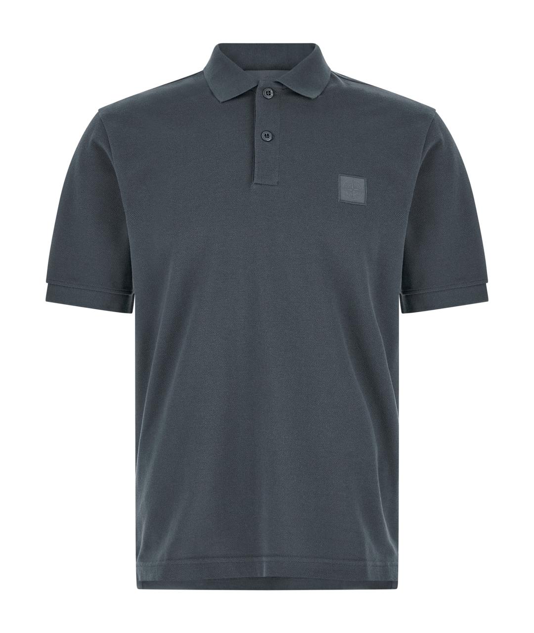 STONE ISLAND Синее хлопковое поло с коротким рукавом, фото 1
