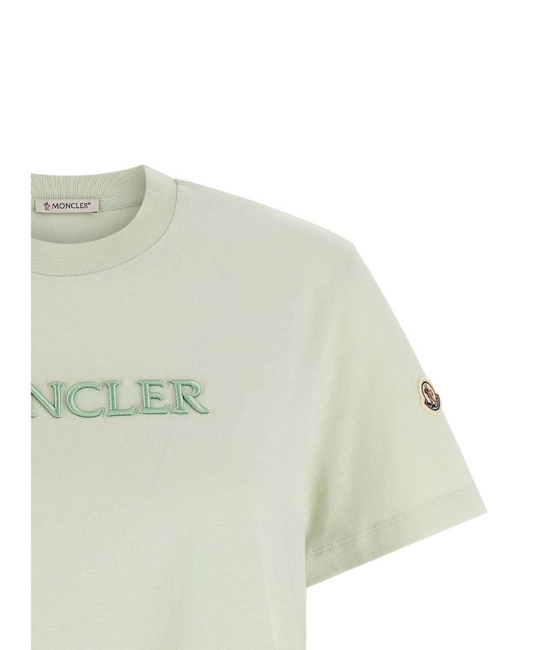 MONCLER Зеленая хлопковая футболка, фото 3