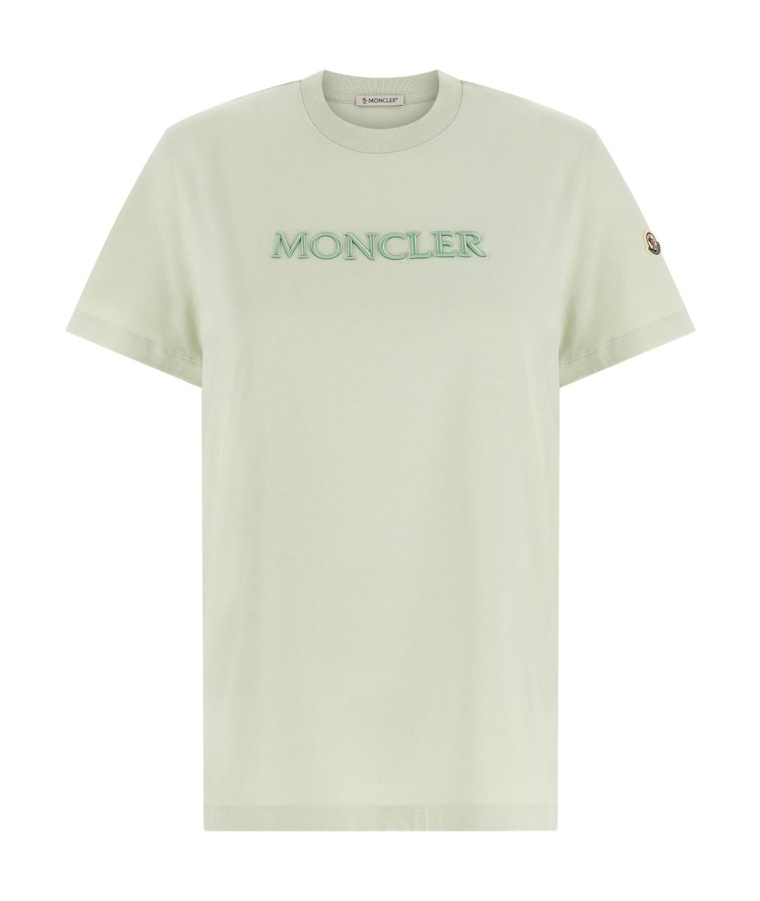 MONCLER Зеленая хлопковая футболка, фото 1