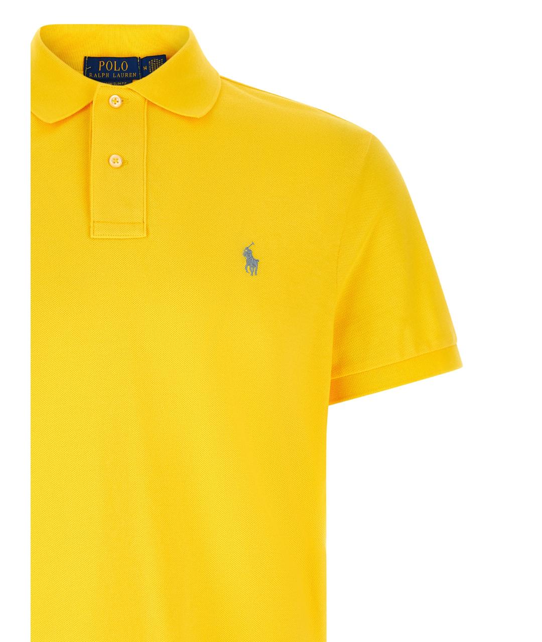 POLO RALPH LAUREN Желтое хлопковое поло с коротким рукавом, фото 3
