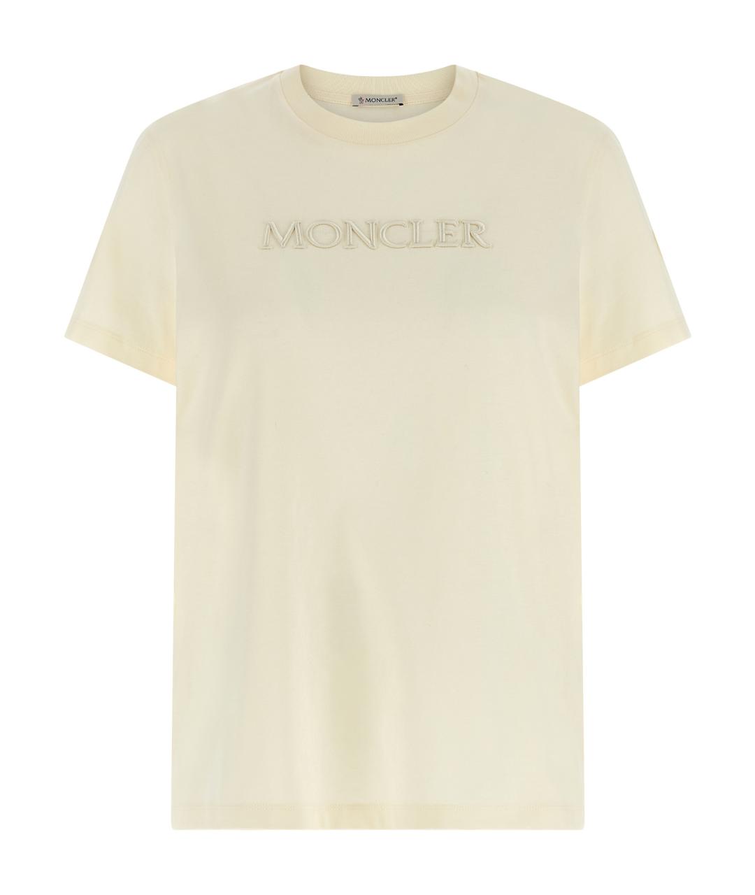 MONCLER Бежевая хлопковая футболка, фото 1