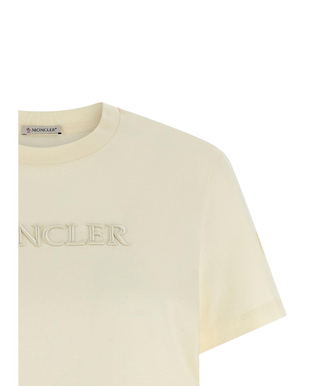 MONCLER Бежевая хлопковая футболка, фото 3