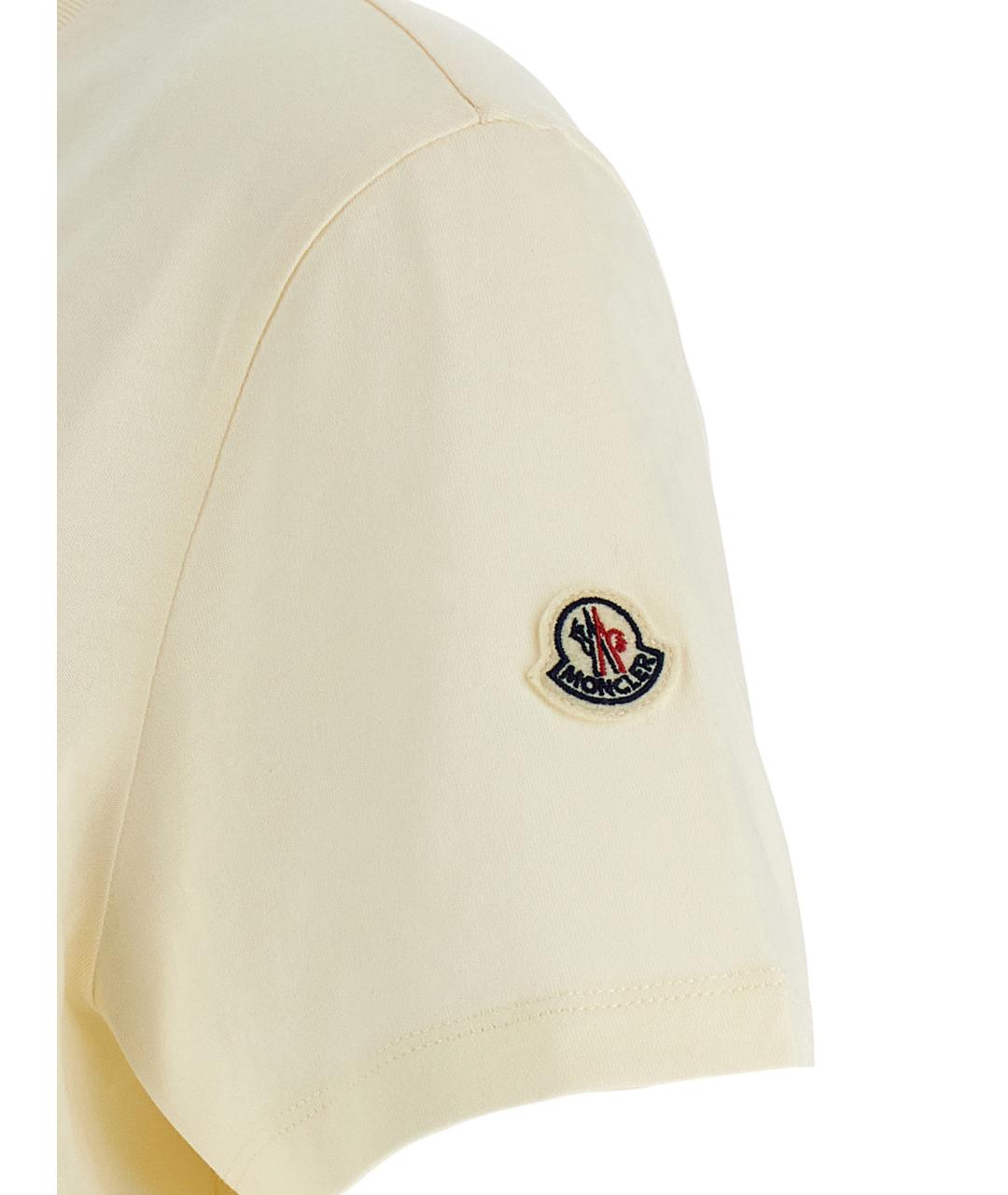 MONCLER Бежевая хлопковая футболка, фото 4