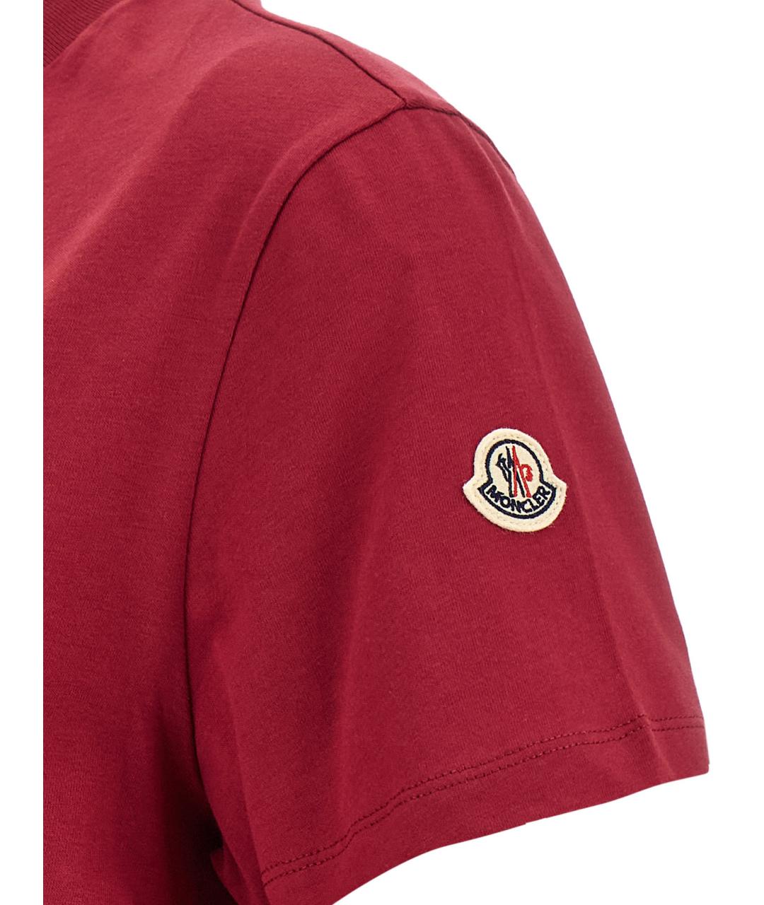 MONCLER Красная хлопковая футболка, фото 4
