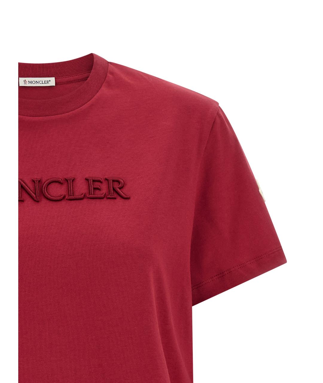 MONCLER Красная хлопковая футболка, фото 3