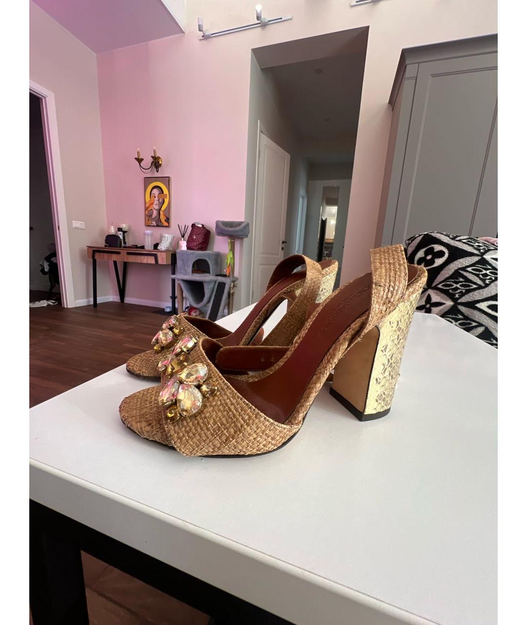 DOLCE&GABBANA Бежевые босоножки, фото 3