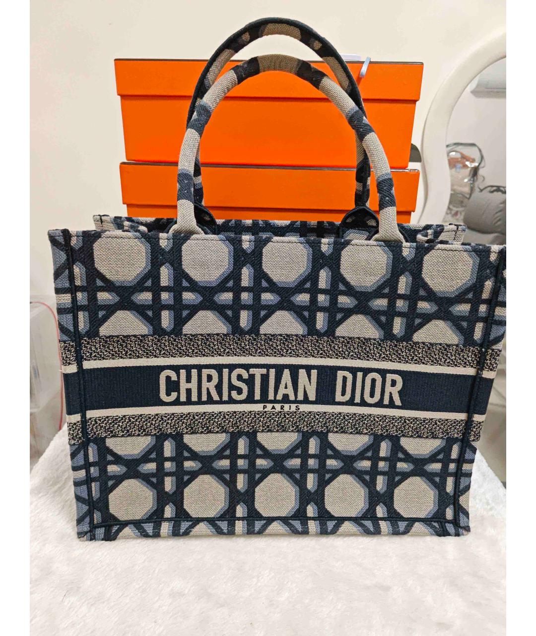 CHRISTIAN DIOR Голубая тканевая сумка с короткими ручками, фото 2