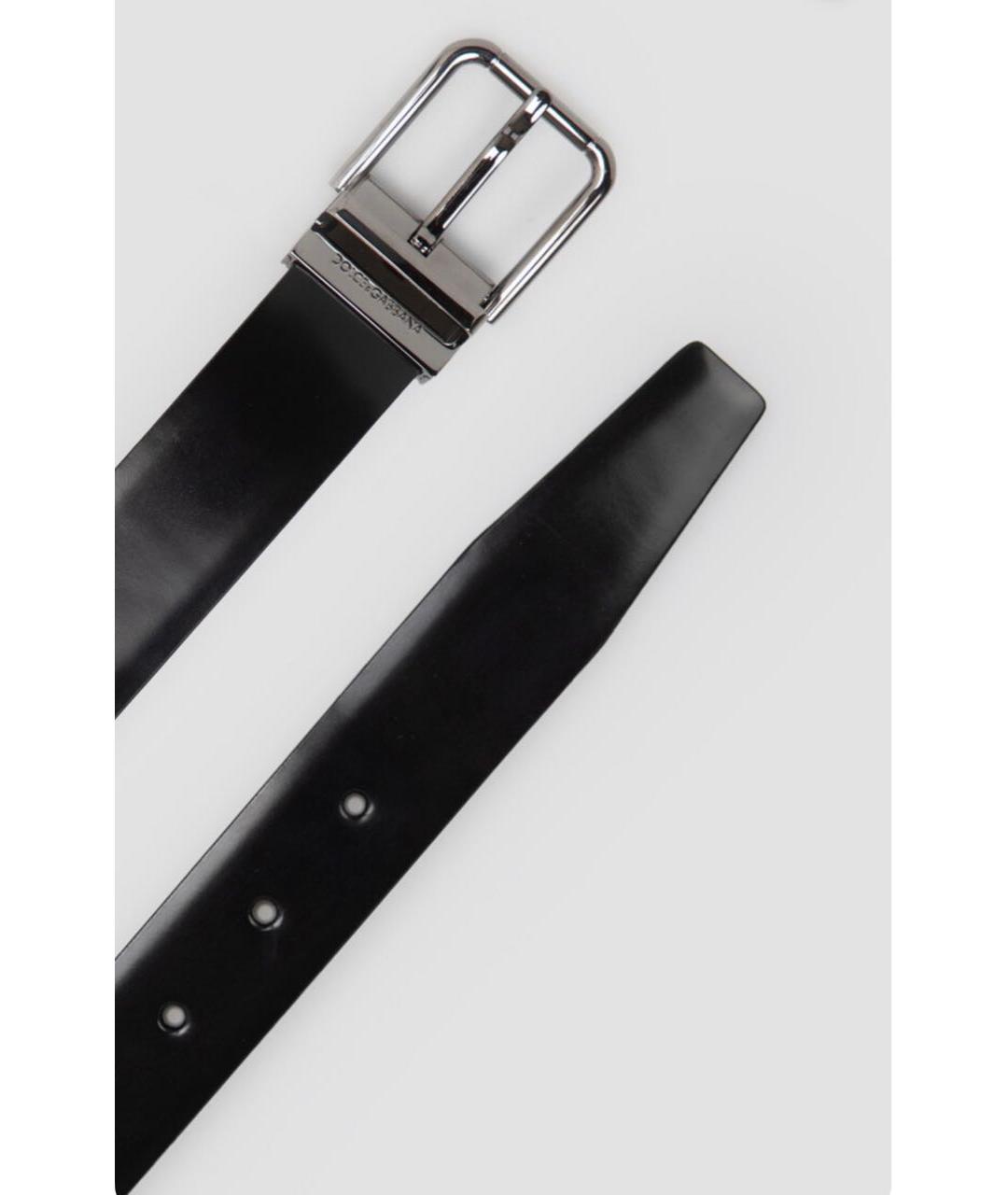 DOLCE&GABBANA Черный кожаный ремень, фото 3