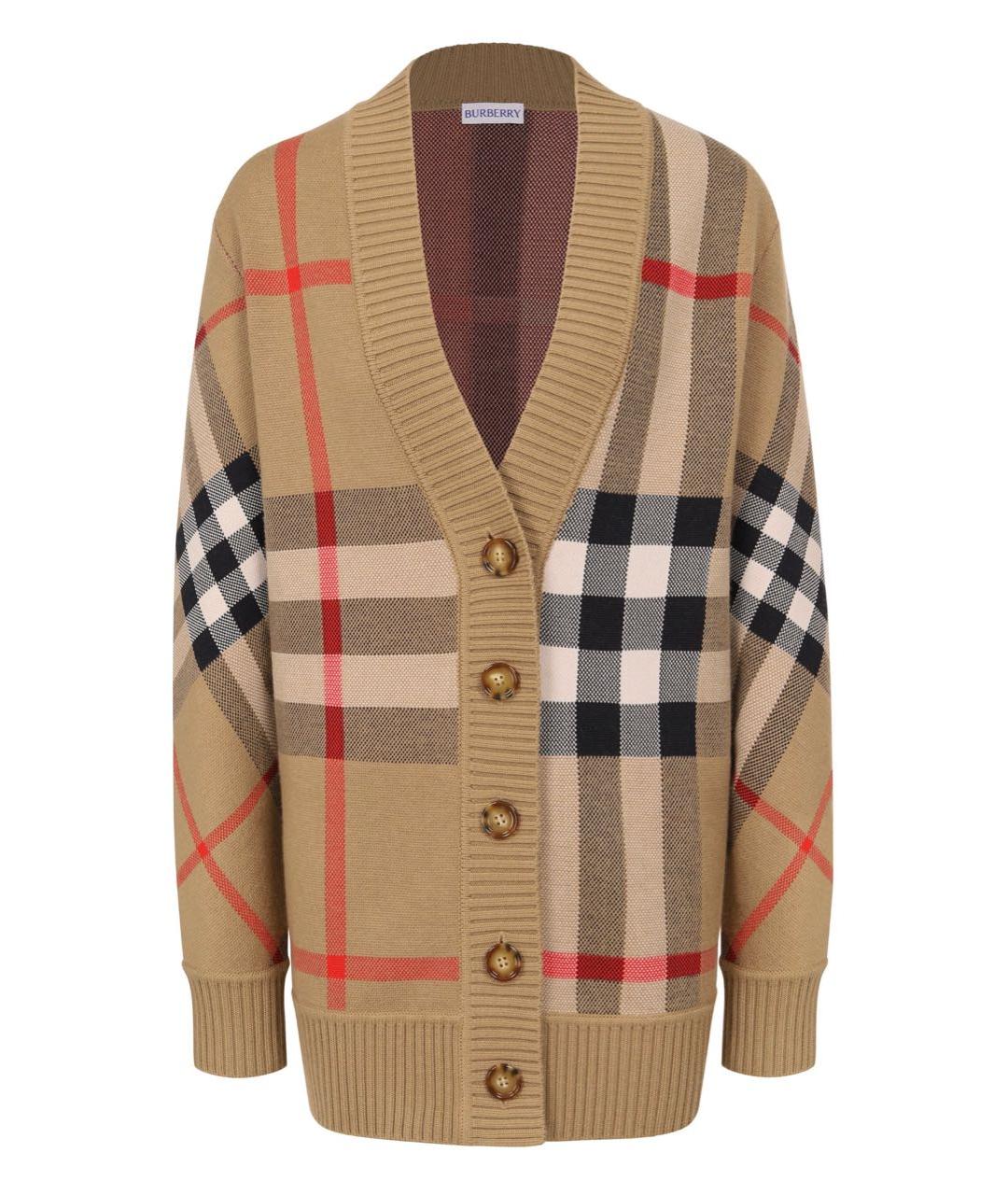 BURBERRY Бежевый шерстяной кардиган, фото 1