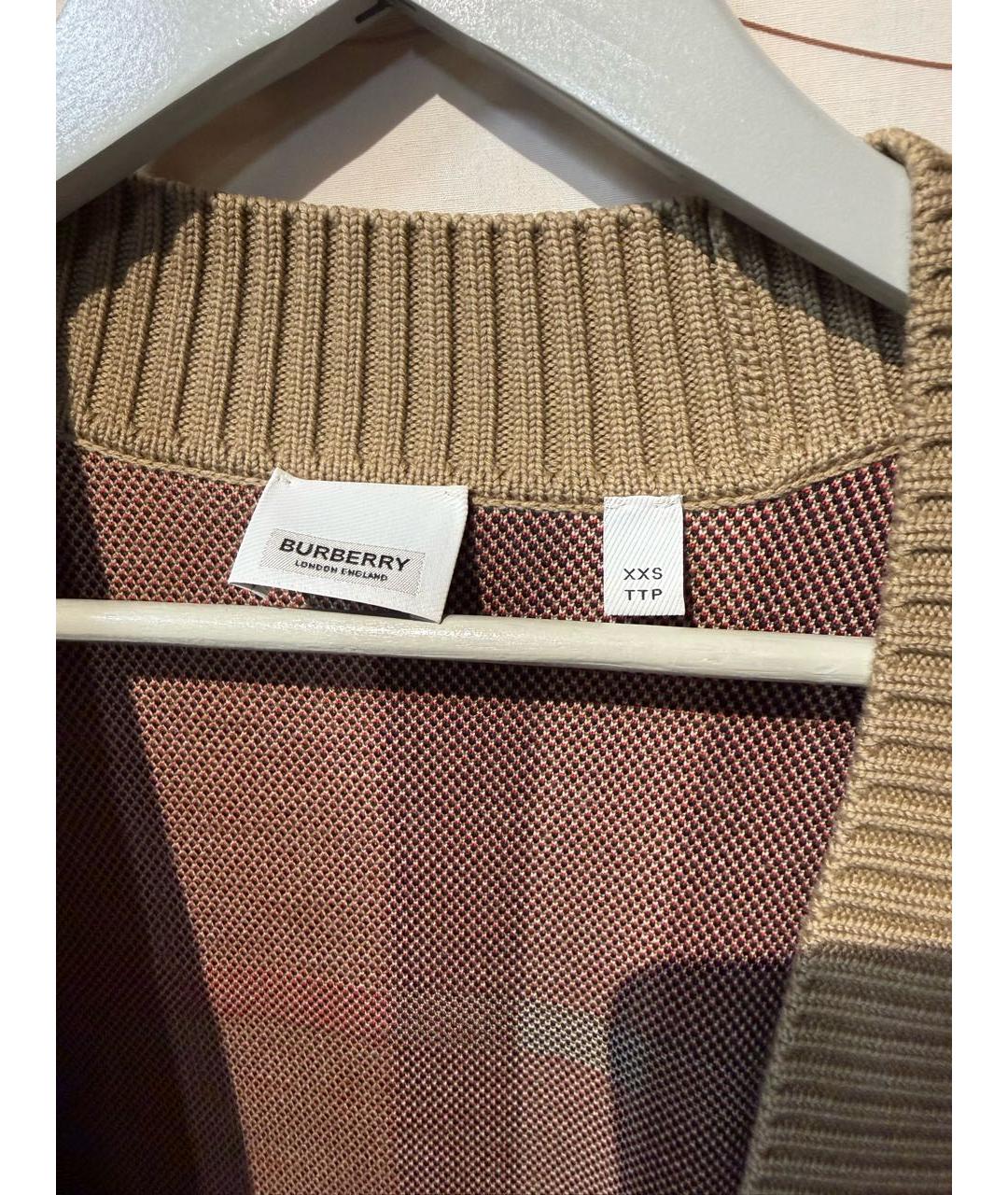 BURBERRY Бежевый шерстяной кардиган, фото 3