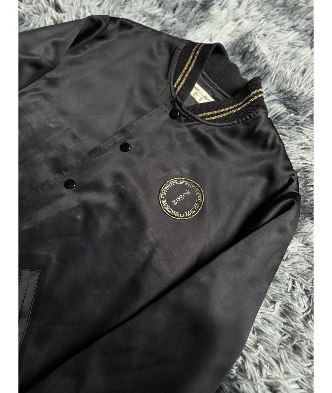 SAINT LAURENT Черная атласная куртка, фото 3