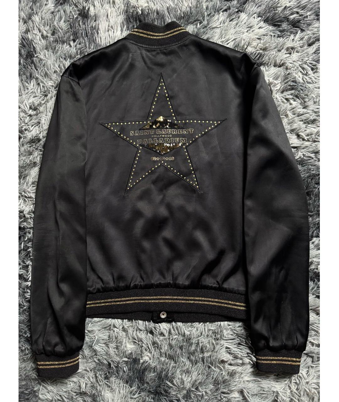 SAINT LAURENT Черная атласная куртка, фото 2