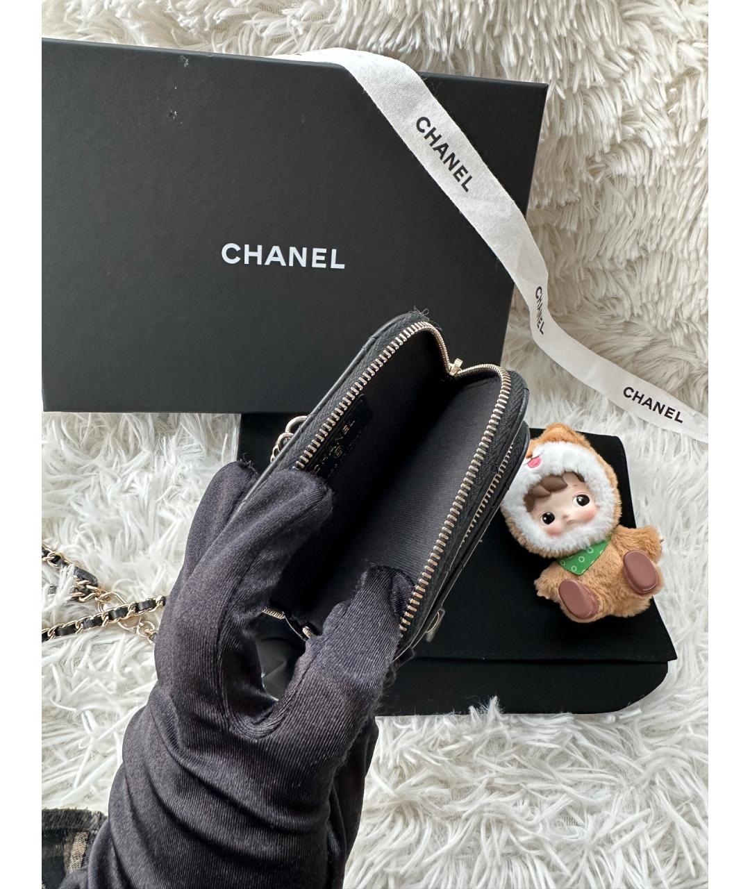 CHANEL Черная кожаная сумка через плечо, фото 6