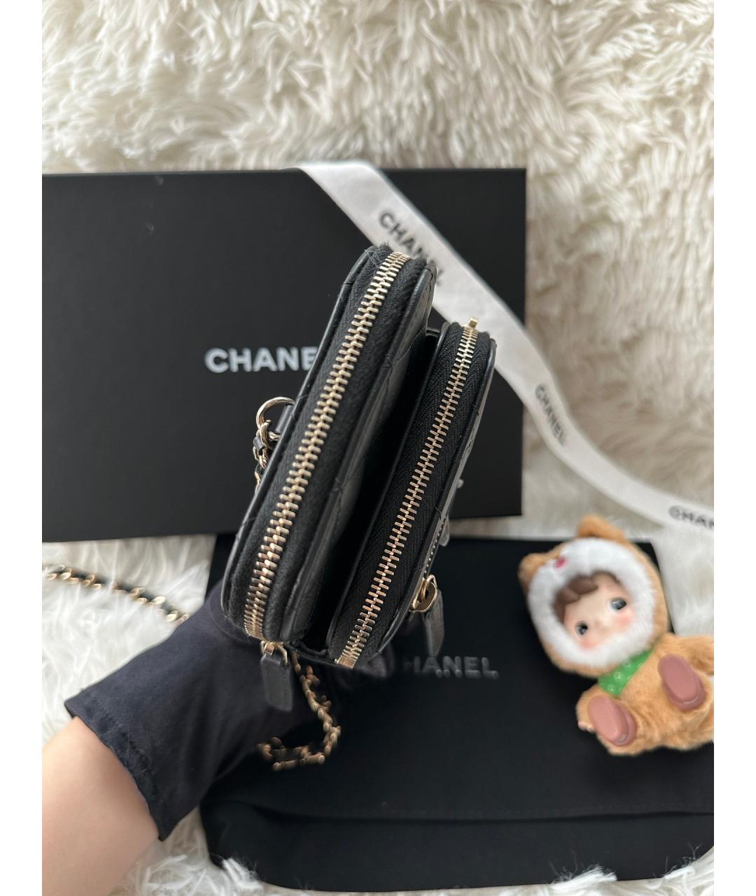 CHANEL Черная кожаная сумка через плечо, фото 5