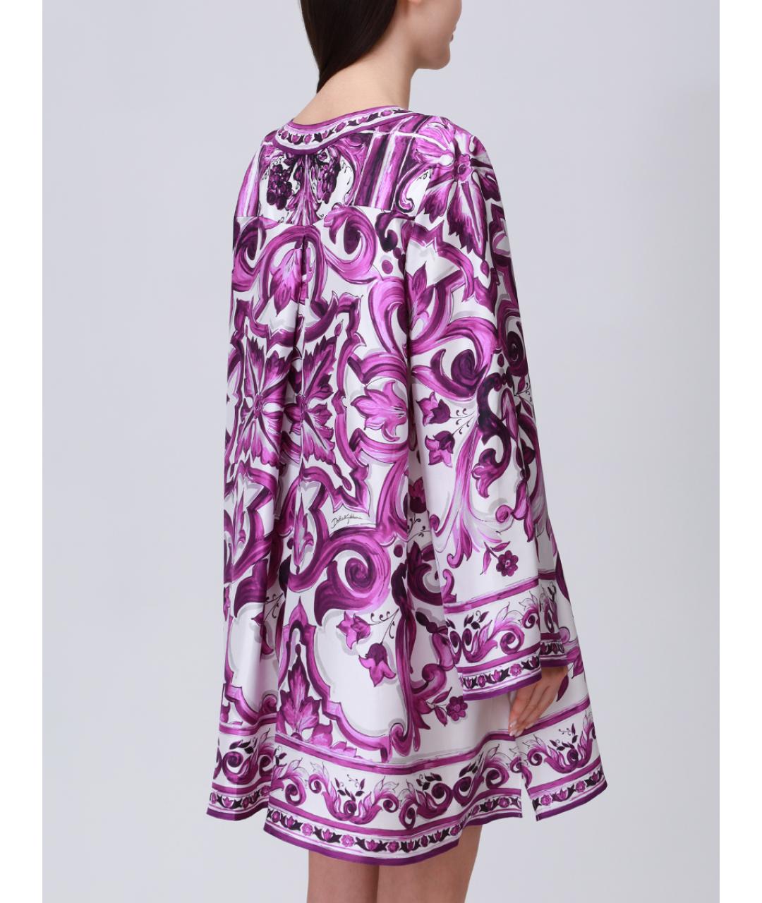DOLCE&GABBANA Фиолетовое шелковое повседневное платье, фото 3