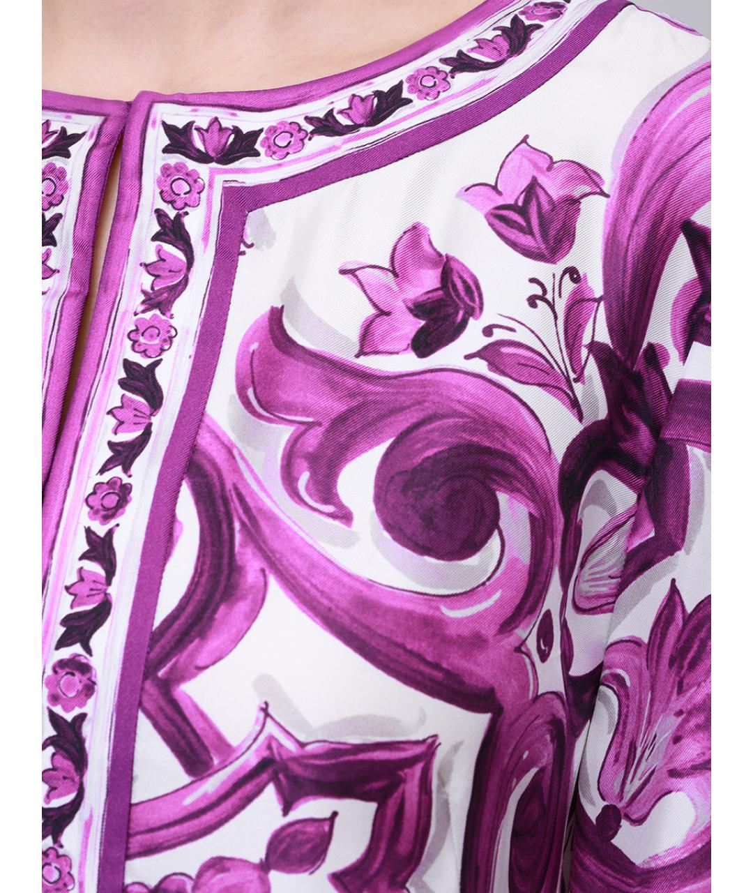 DOLCE&GABBANA Фиолетовое шелковое повседневное платье, фото 5