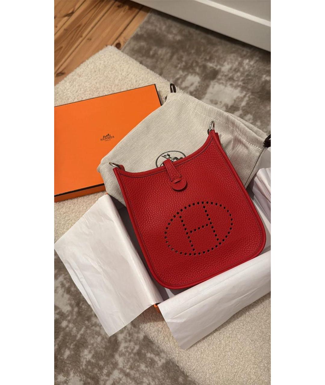 HERMES Красная кожаная сумка через плечо, фото 2