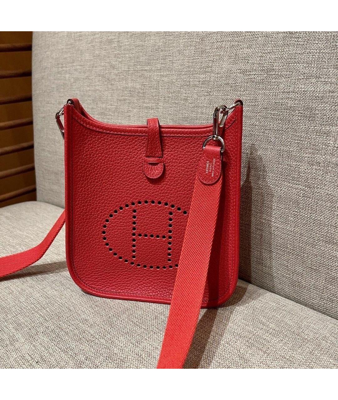HERMES Красная кожаная сумка через плечо, фото 4