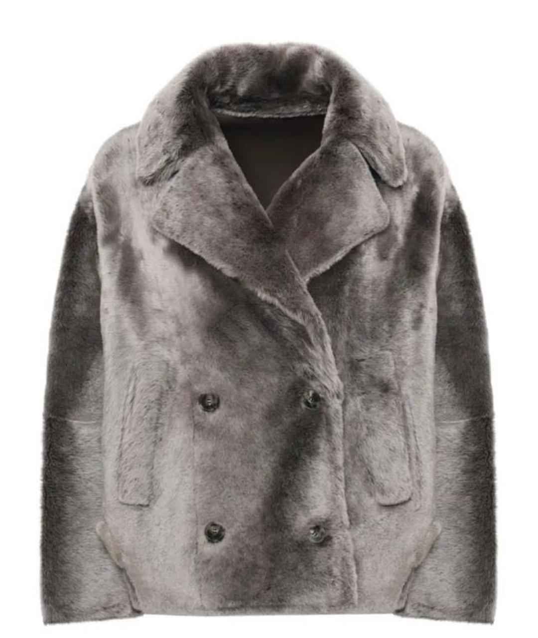 YVES SALOMON Антрацитовая меховая дубленка, фото 6