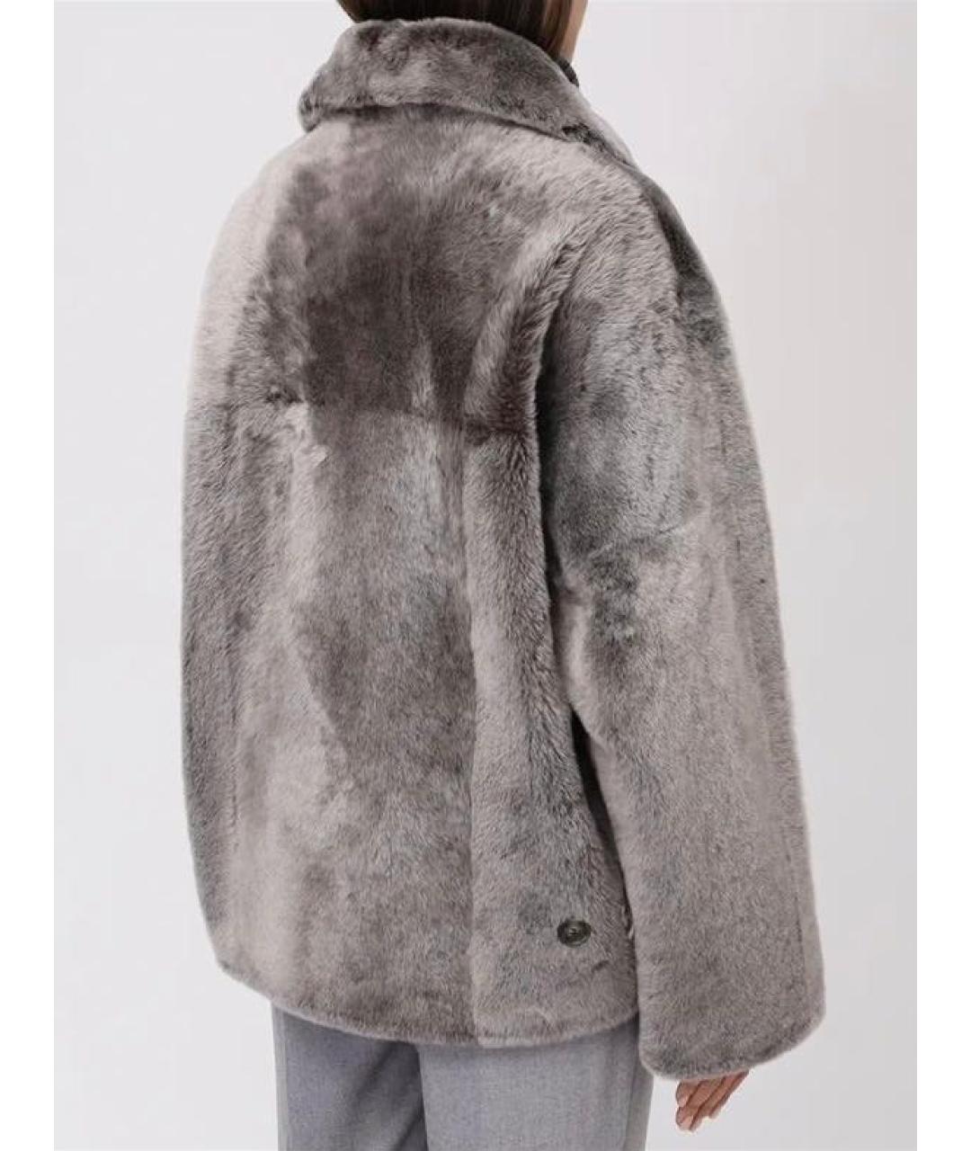 YVES SALOMON Антрацитовая меховая дубленка, фото 2