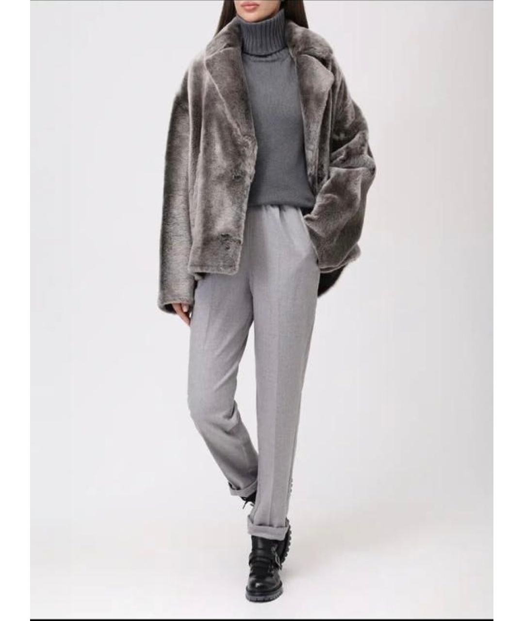 YVES SALOMON Антрацитовая меховая дубленка, фото 4