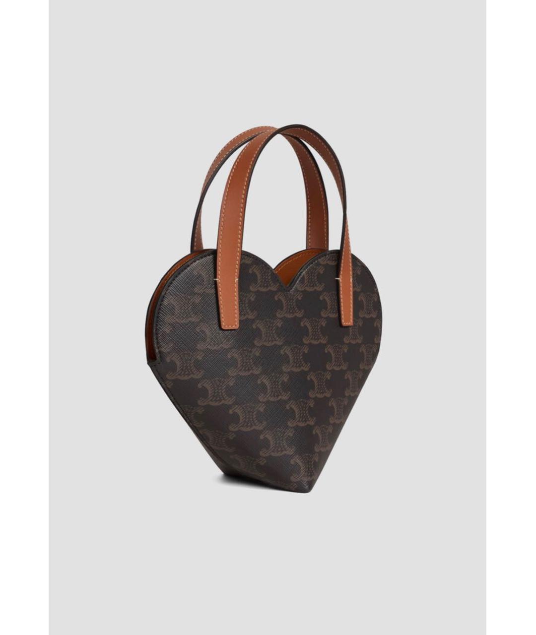 CELINE Коричневая кожаная сумка с короткими ручками, фото 2