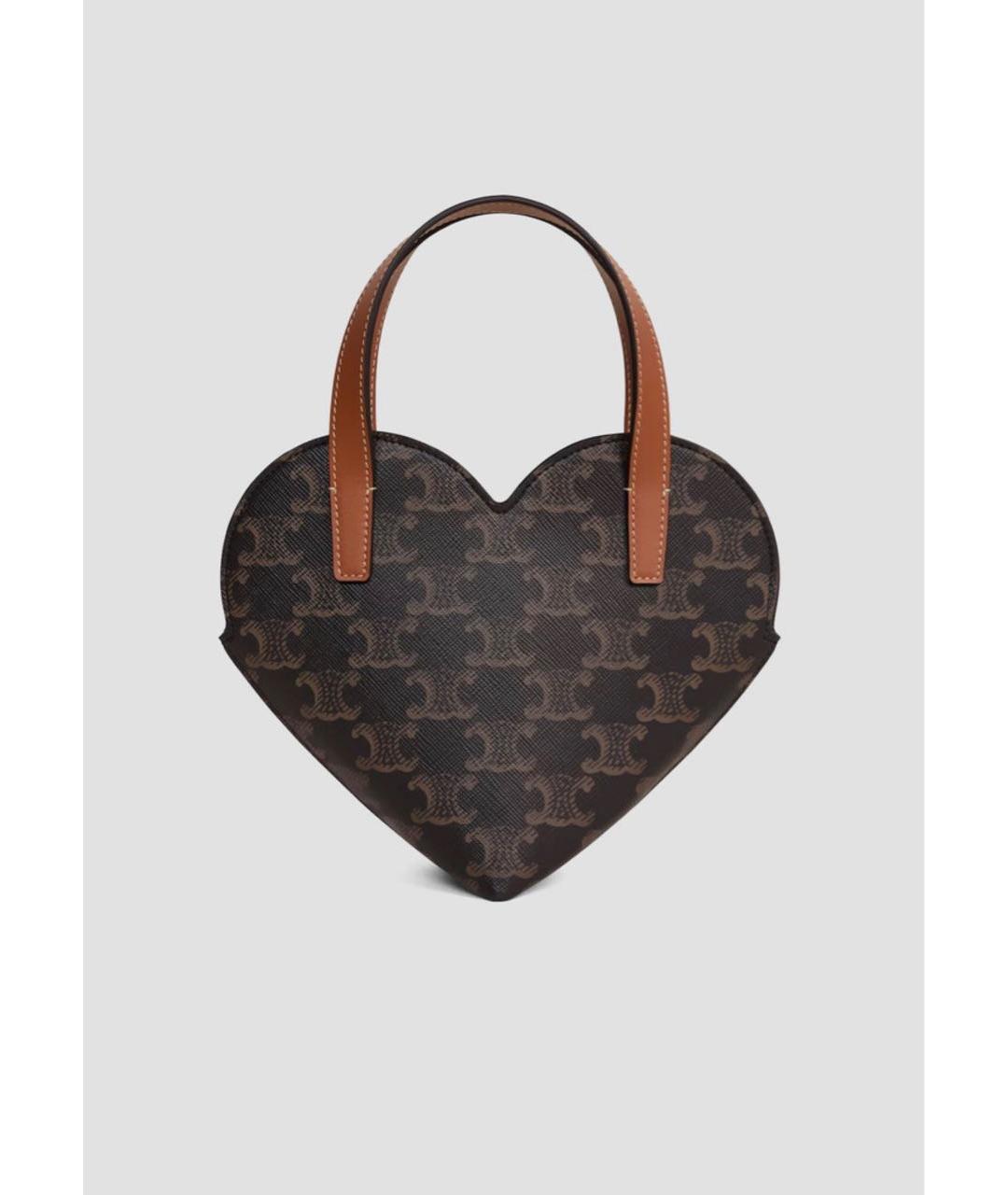 CELINE Коричневая кожаная сумка с короткими ручками, фото 4