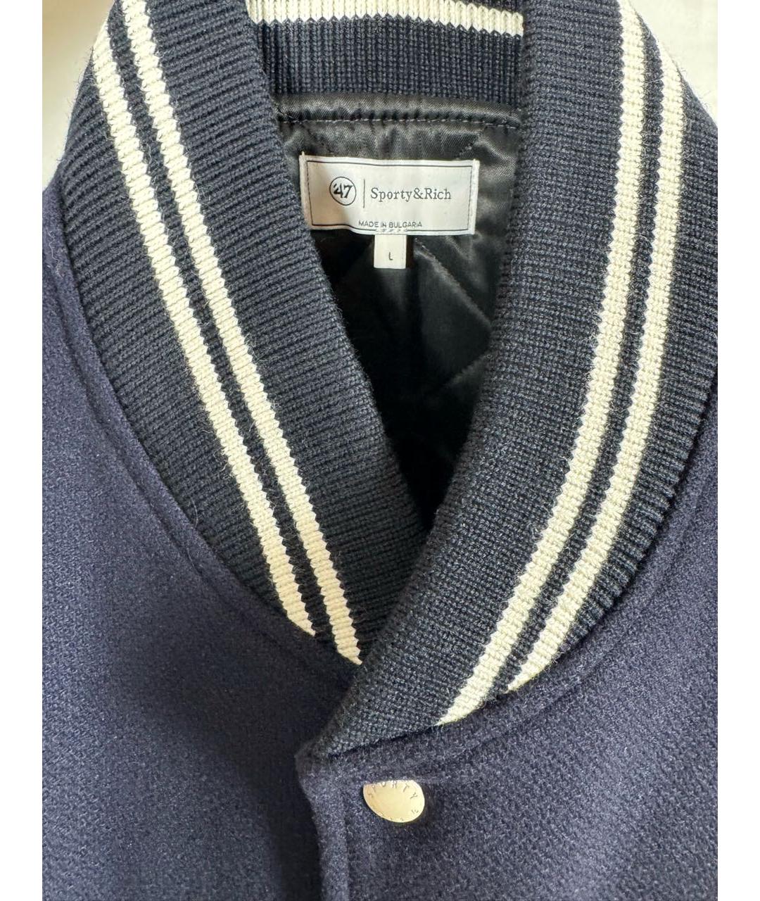 SPORTY AND RICH Темно-синяя шерстяная куртка, фото 3