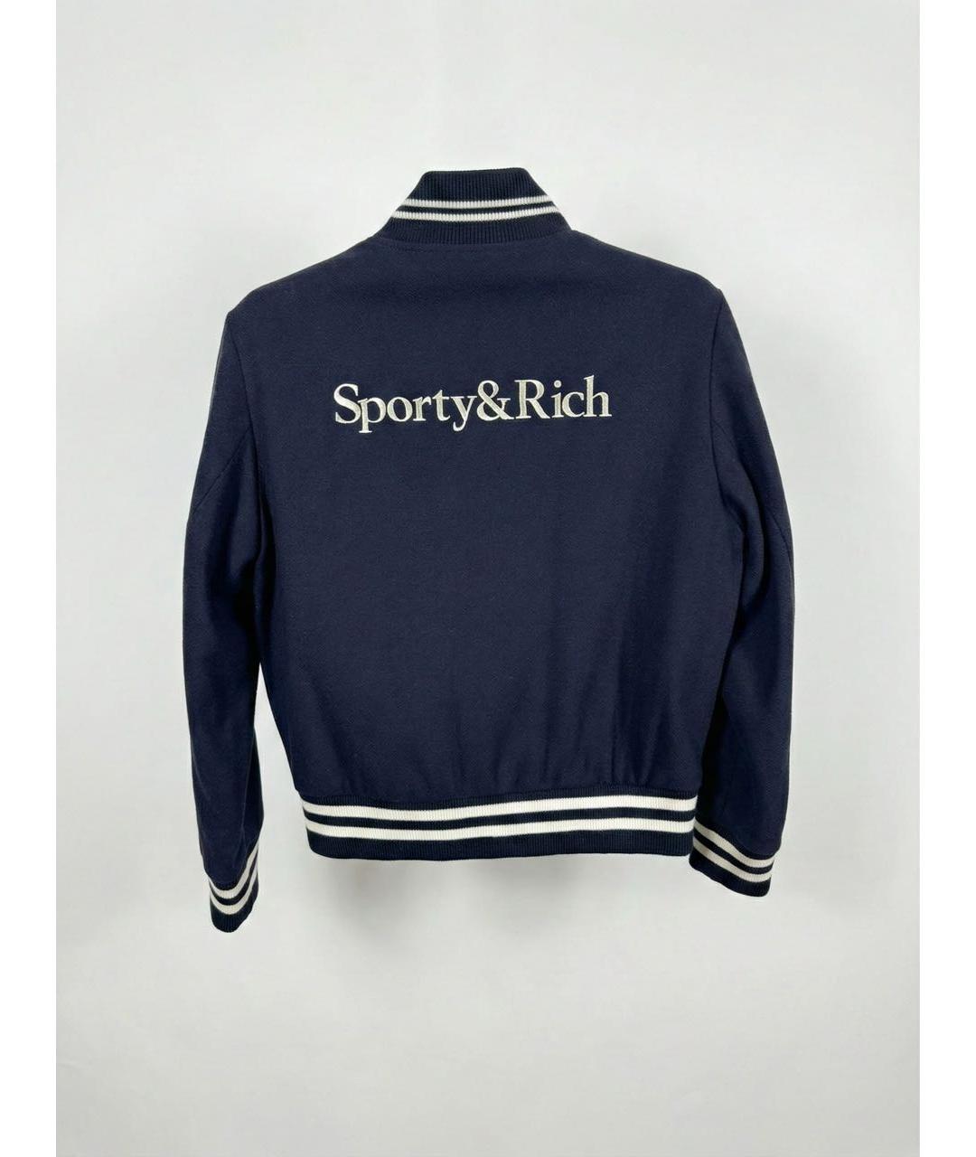 SPORTY AND RICH Темно-синяя шерстяная куртка, фото 2