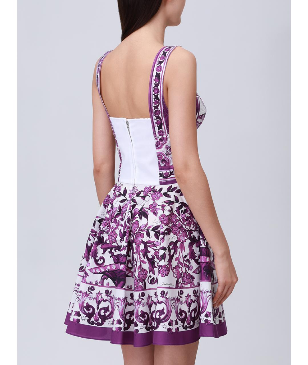 DOLCE&GABBANA Фиолетовое хлопковое повседневное платье, фото 3