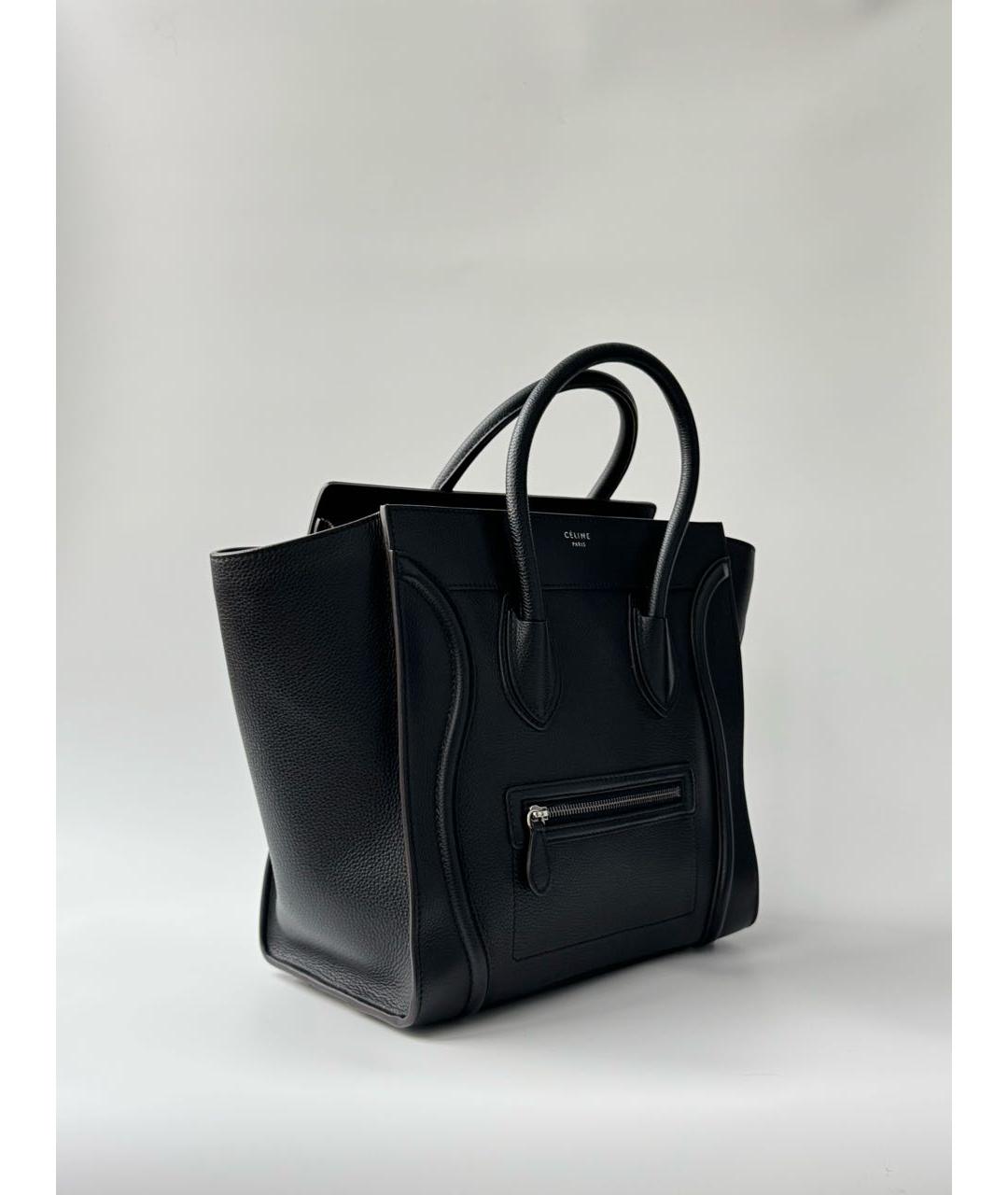 CELINE Черная кожаная сумка с короткими ручками, фото 2