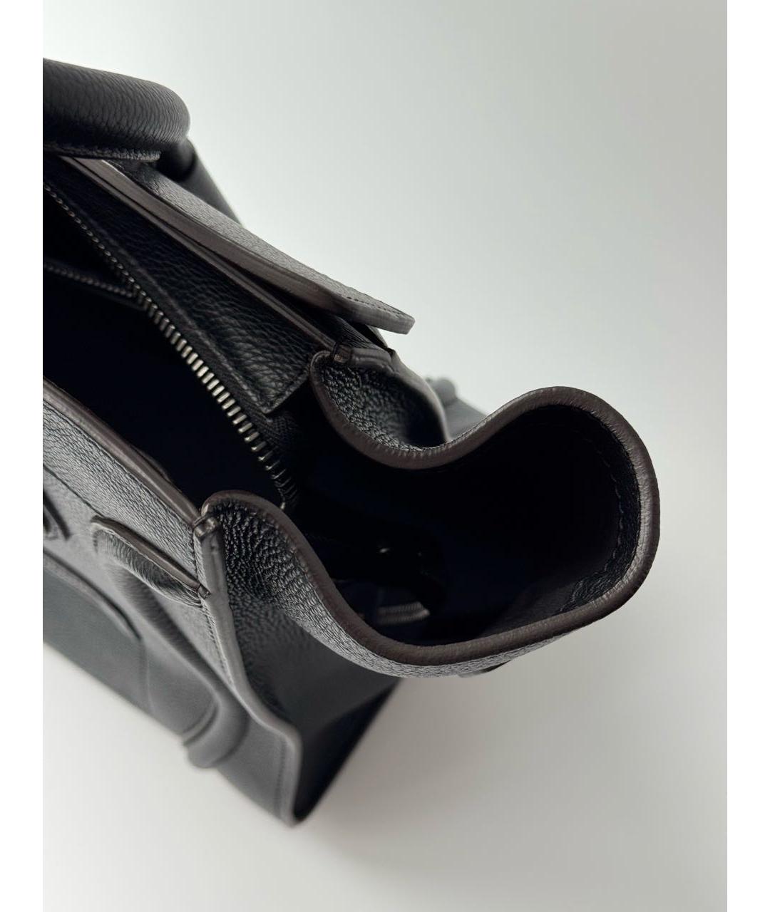 CELINE Черная кожаная сумка с короткими ручками, фото 6