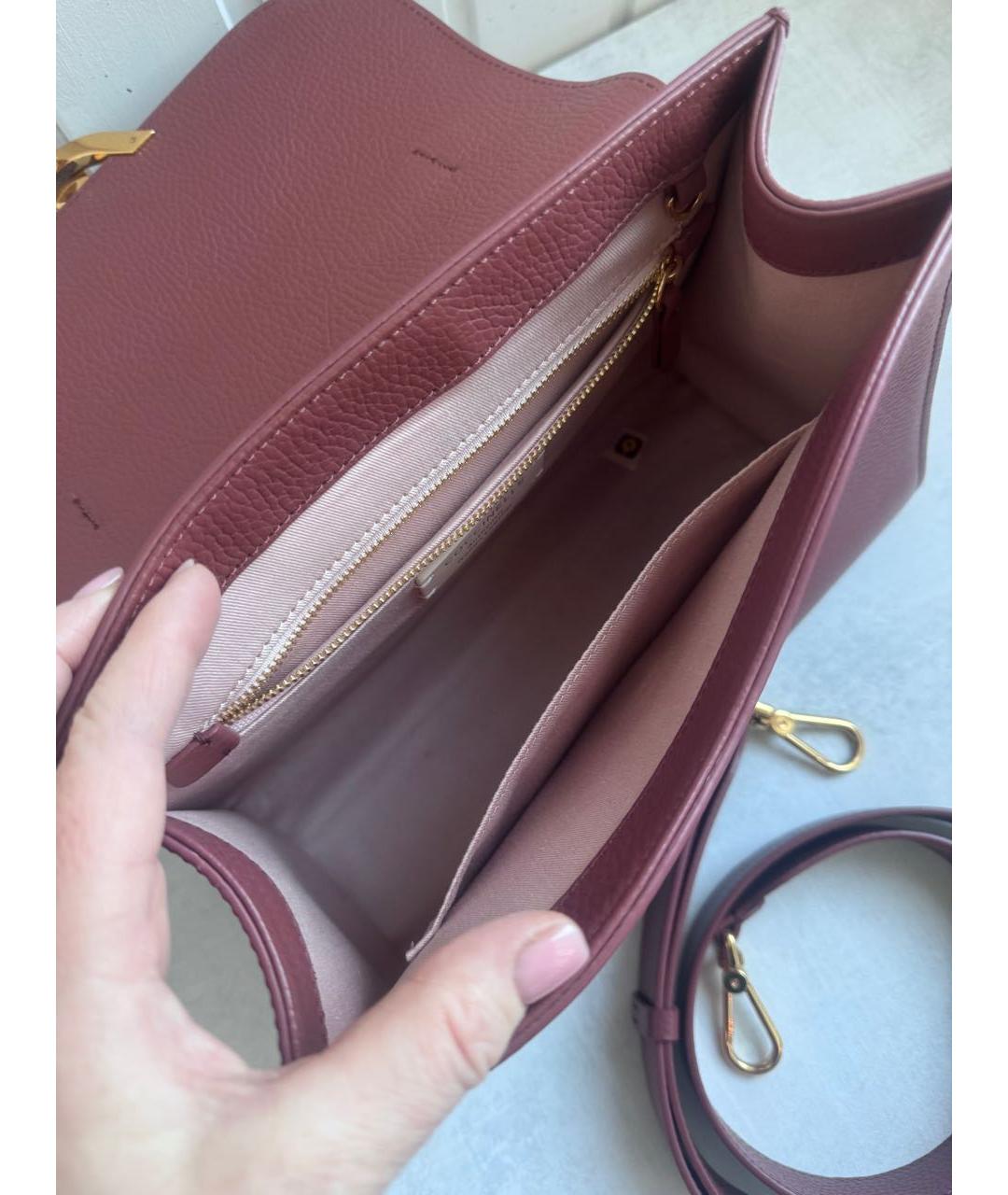 COCCINELLE Бордовая кожаная сумка с короткими ручками, фото 4