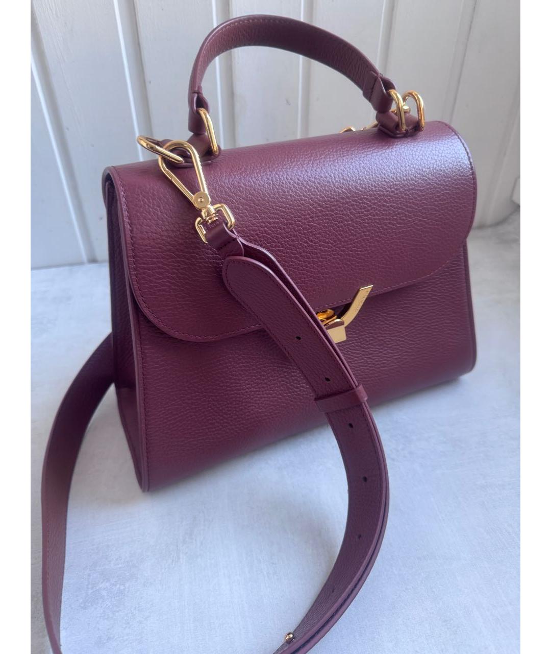 COCCINELLE Бордовая кожаная сумка с короткими ручками, фото 2