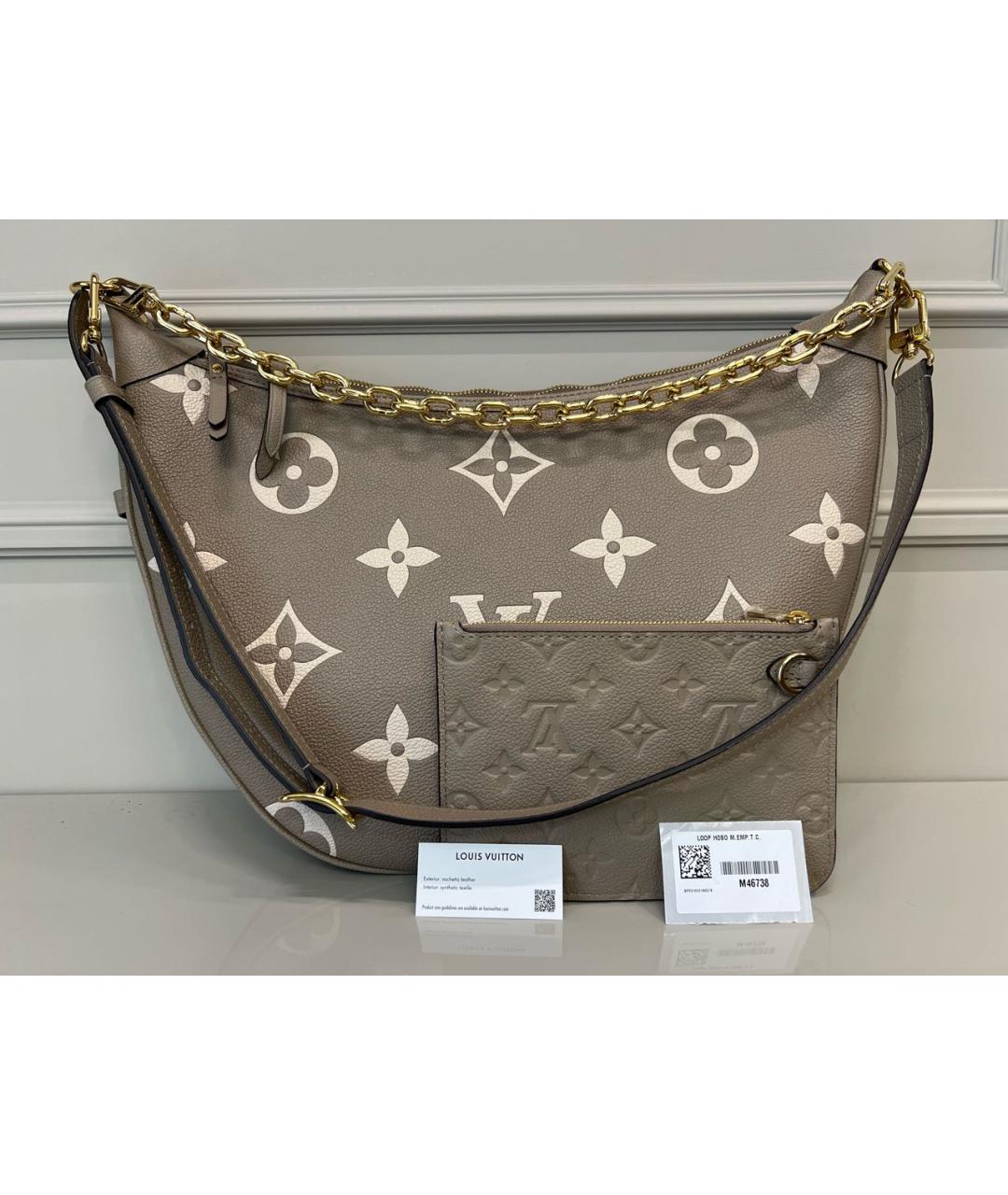 LOUIS VUITTON Бежевая кожаная сумка через плечо, фото 6