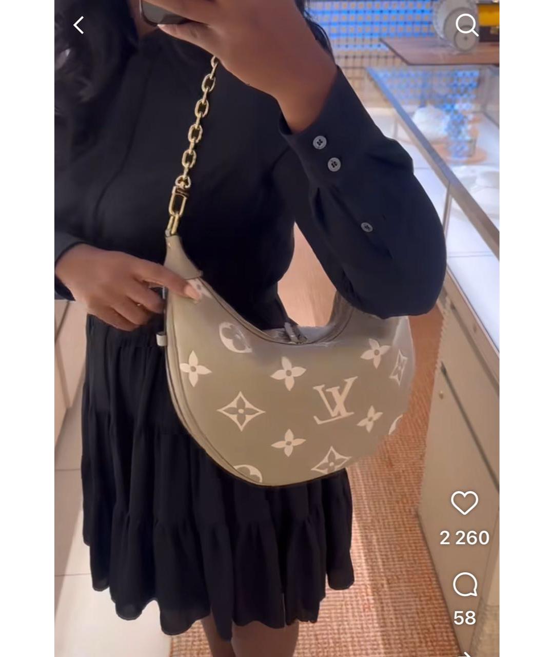 LOUIS VUITTON Бежевая кожаная сумка через плечо, фото 8