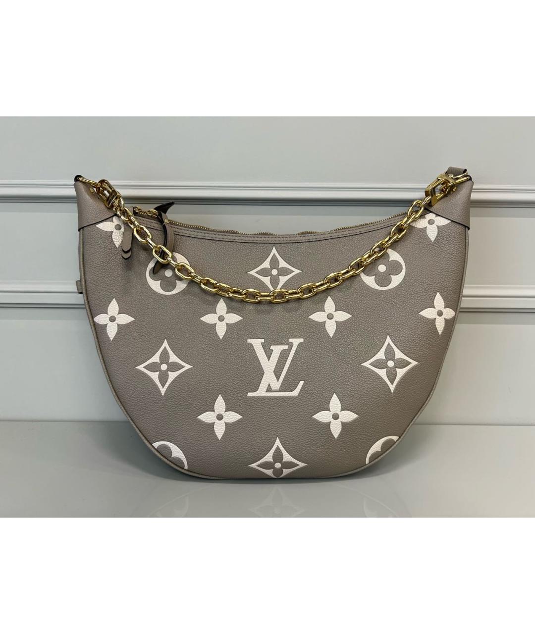 LOUIS VUITTON Бежевая кожаная сумка через плечо, фото 9