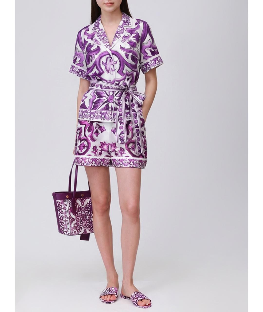 DOLCE&GABBANA Фиолетовые шелковые шорты, фото 5