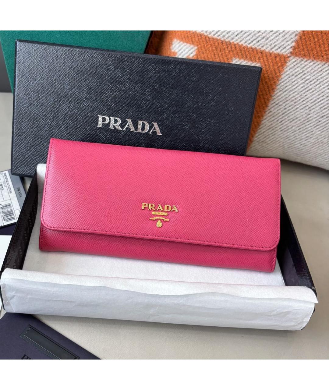 PRADA Розовый кожаный кошелек, фото 9