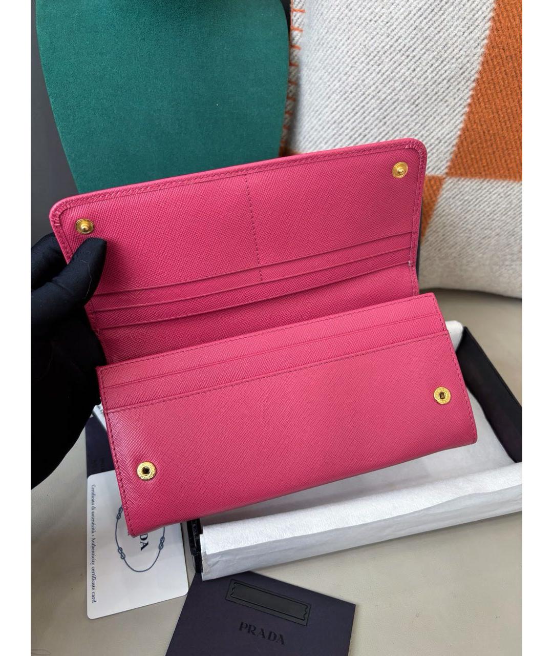PRADA Розовый кожаный кошелек, фото 7
